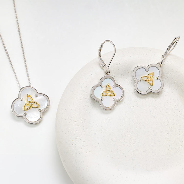 Sterling Silver Clover Trinity MOP Necklace