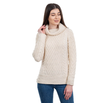 Ladies Turtleneck Ribbed Cable Knit Sweater