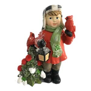 Irish Lad With Cardinals Christmas Figurine