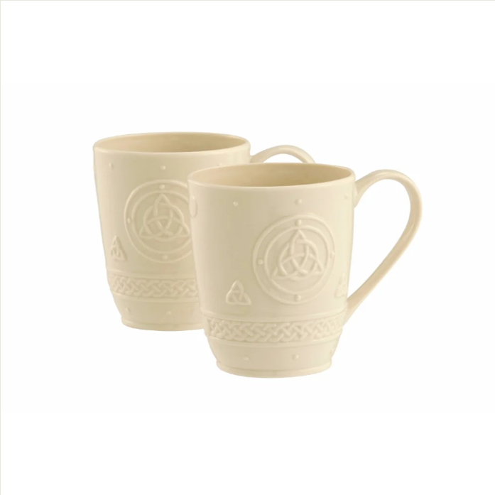 Belleek Celtic Mugs Pair