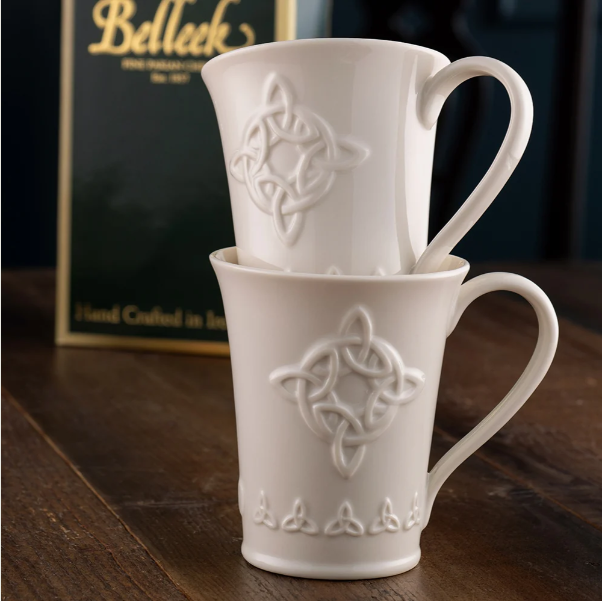 Belleek Celtic Mugs Pair