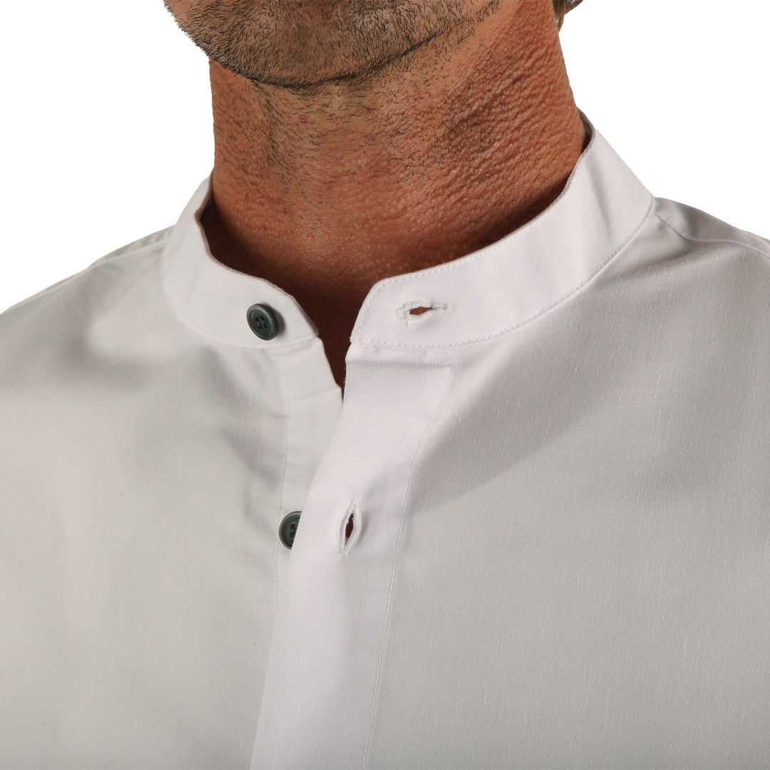 dress shirt with no collar goTIELESS Ultimate (Black) LIGHTWEIGHT TWILL Dress Shirt Pinpoint Solid -
