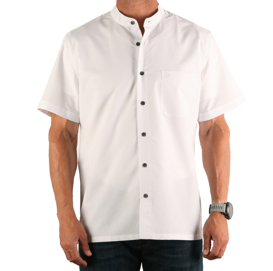 Short Sleeve White Dress Shirt Without Collar Celtic Ranchwear