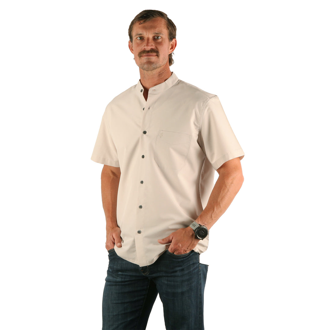 Celtic Ranchwear Collarless Short Sleeve Grandfather Shirt