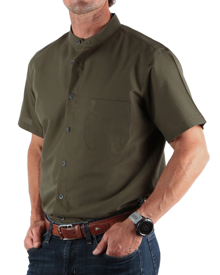 Celtic Ranchwear Collarless Short Sleeve Grandfather Shirt