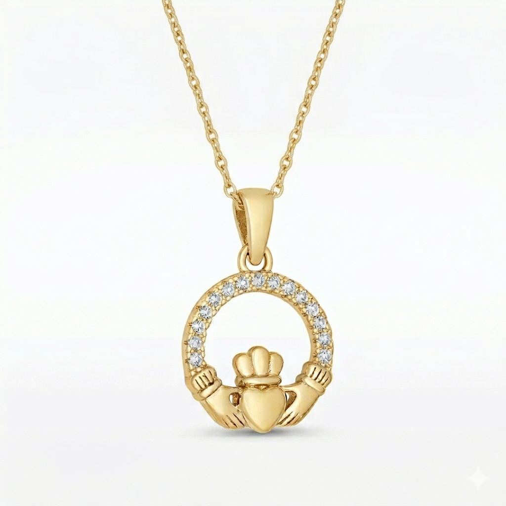 18K Gold Plated Claddagh Pendant