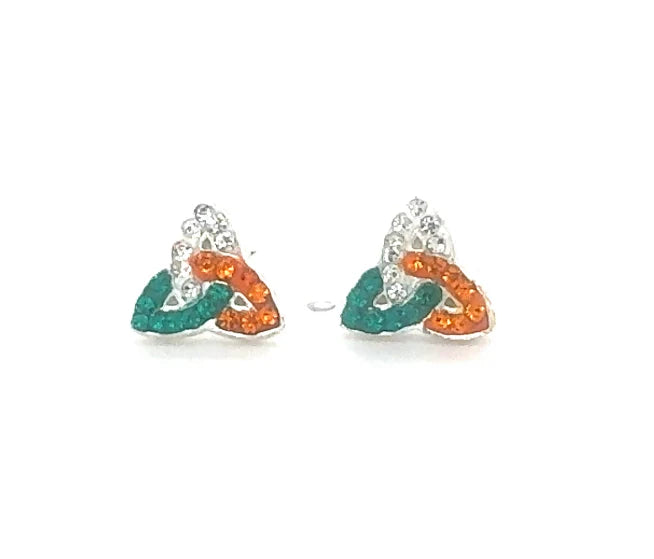 Tri Color Trinity Stud Earrings