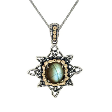 Sterling Silver and 10k Yellow Gold Labradorite Celestial Pendant