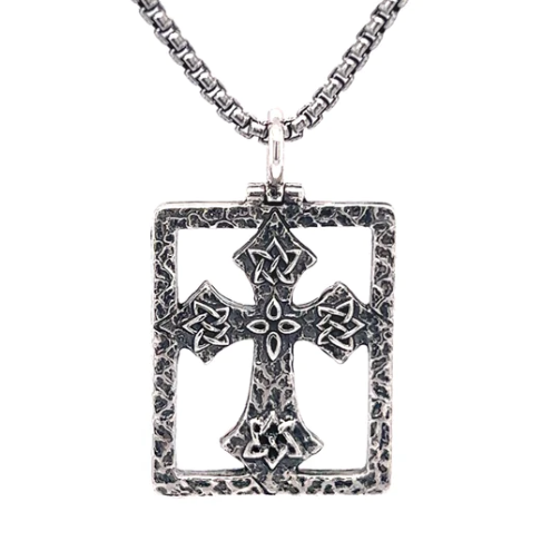 Sterling Silver Oxidized + Bronze Cross Eclipse 4-Way Pendant