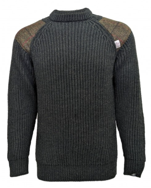 Raglan Sleeve Crew Neck Wool Jumper with Harris Tweed®