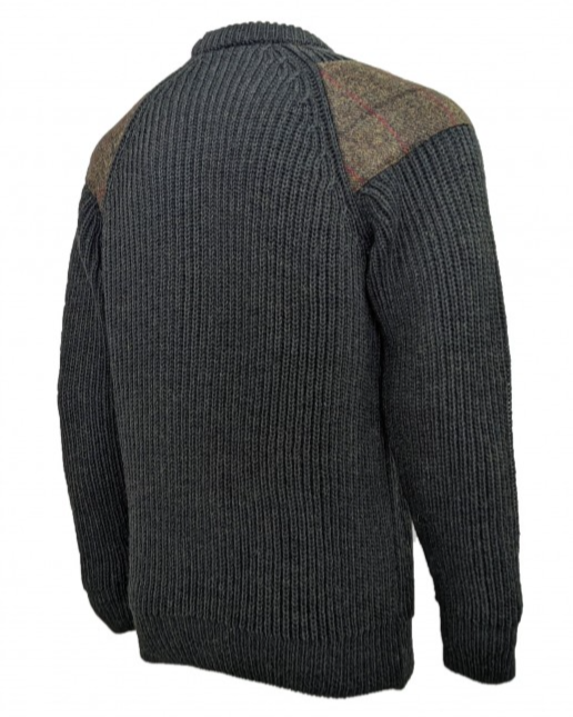 Raglan Sleeve Crew Neck Wool Jumper with Harris Tweed®