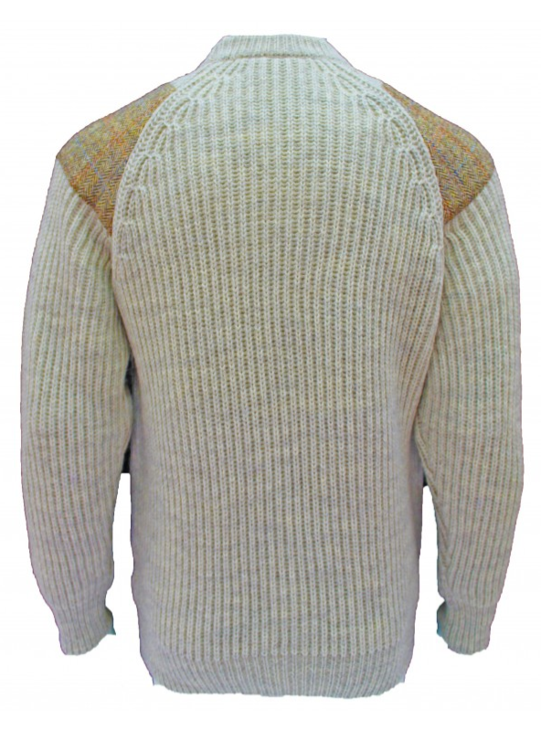 Raglan Sleeve Crew Neck Wool Jumper with Harris Tweed®