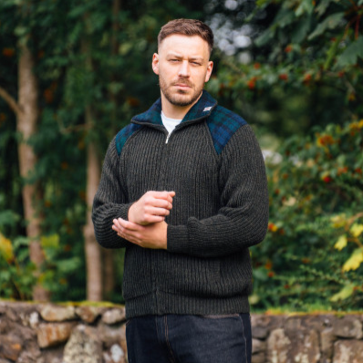 Full Zipped Cardigan with Harris Tweed® Shoulder Patches