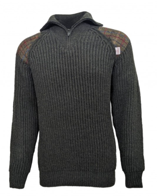 Raglan Sleeve Quarter Zip Wool Jumper