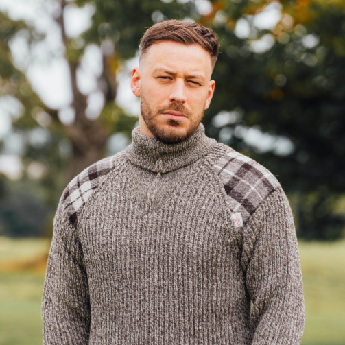 Raglan Sleeve Quarter Zip Wool Jumper