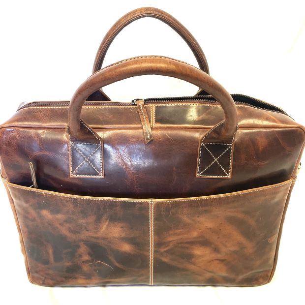 Oil Pull-Up Leather Portfolio Bag