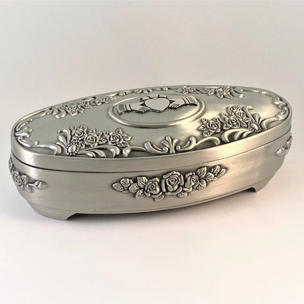 Pewter Metal Jewellery Box Large - Claddagh