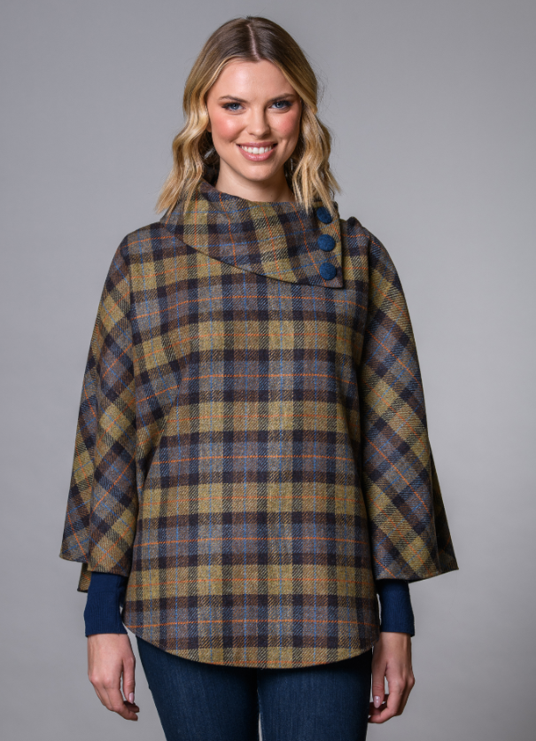 Irish Pure Wool Button Poncho