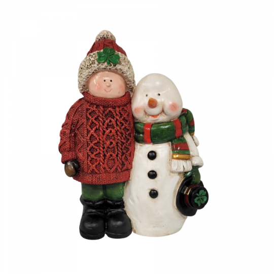 Snowman With Irish Friend Christmas Figurine