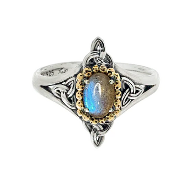 Sterling Silver and 10k Yellow Gold Labradorite Celestial Ring