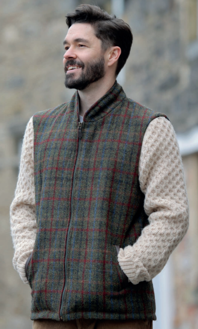 Harris Tweed Jacket with Honeycomb Knit Sleeves