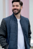 Harris Tweed Jacket with Honeycomb Knit Sleeves