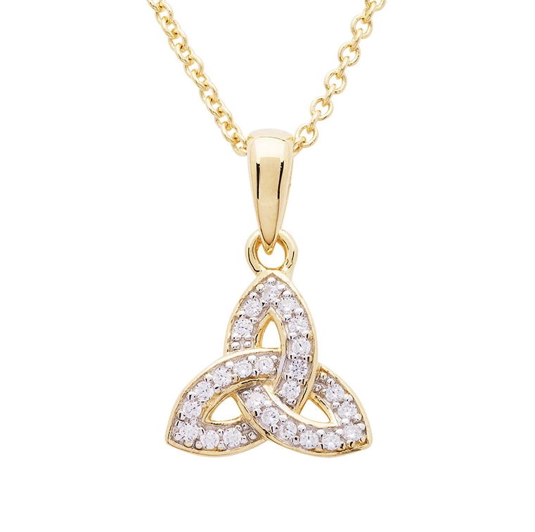 14k Gold Vermeil CZ Trinity Knot Necklace