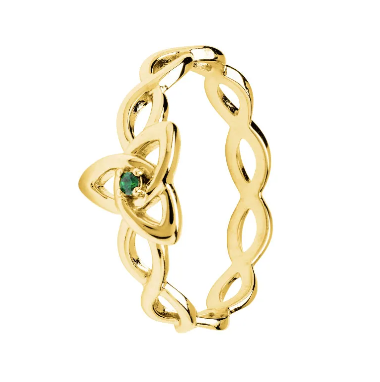 14kt Gold Vermeil Green CZ Trinity Ring