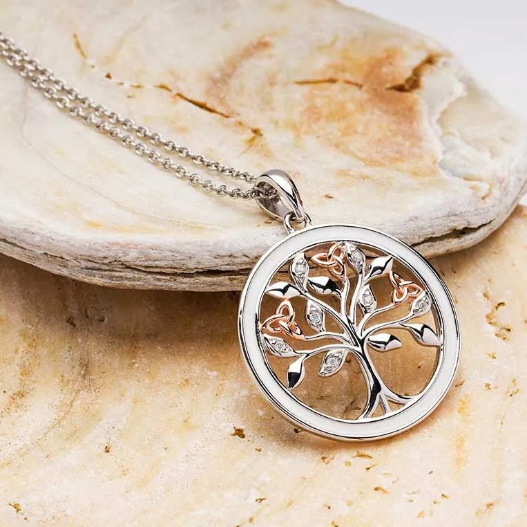 Sterling Silver White Enamel Tree of Life Pendant