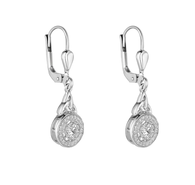 Sterling Silver Round With Stone Earrings