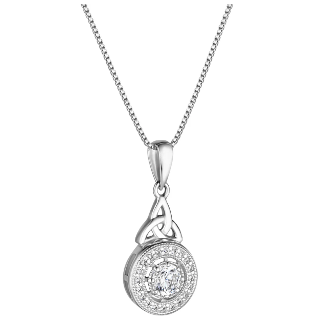 Sterling Silver Round With Stone Pendant