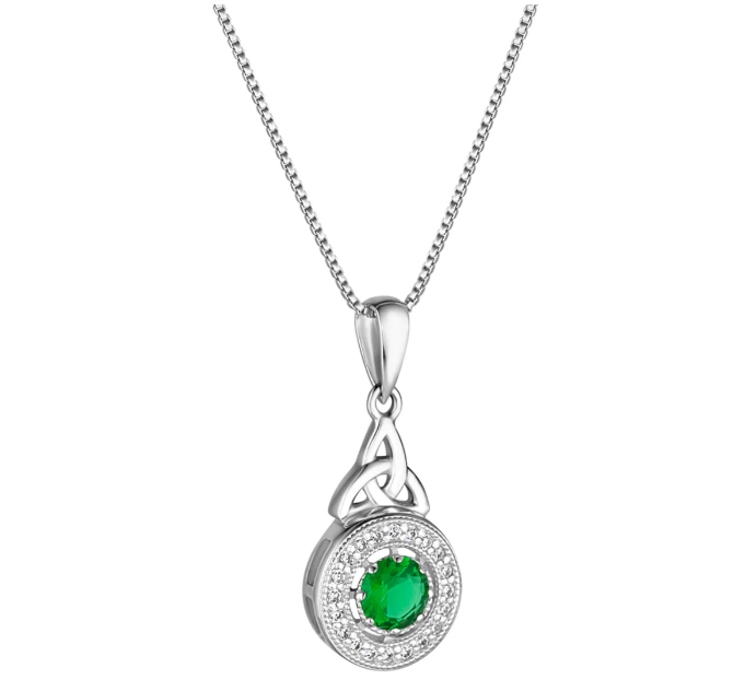 Sterling Silver Round With Stone Pendant