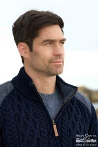 Curracloe Half Zip Sweater with Tweed Patch
