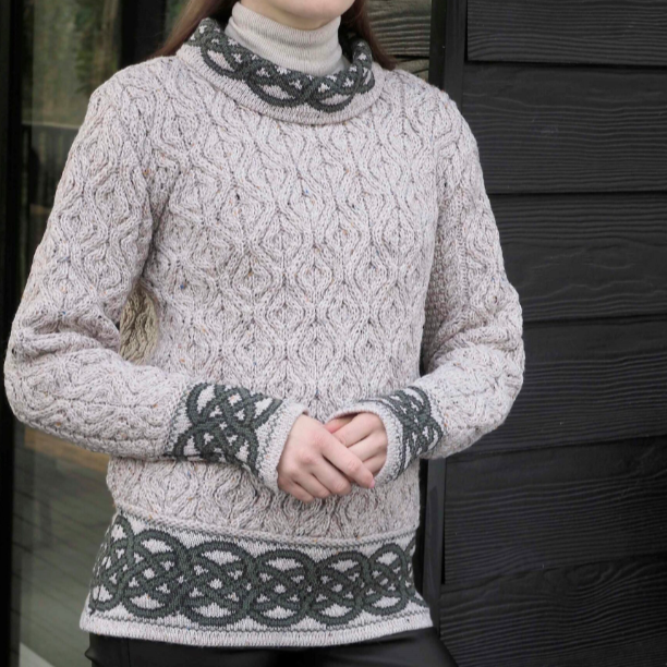 Cowl Neck Jacquard Sweater