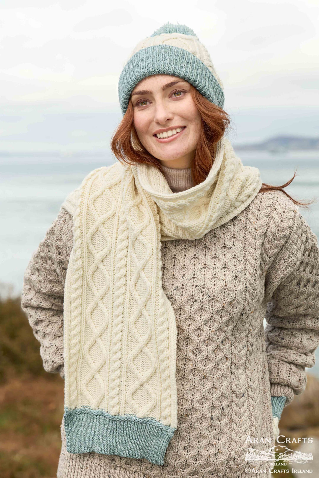 Two Tone Diamond Pom Pom Hat