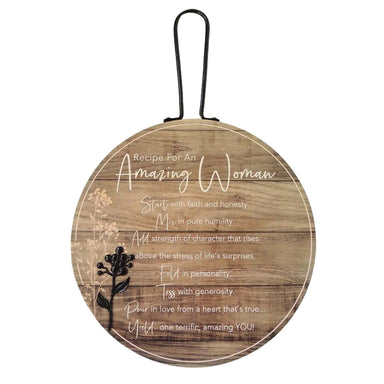Amazing Woman Wall Plaque with Metal Handle and Floral Accent