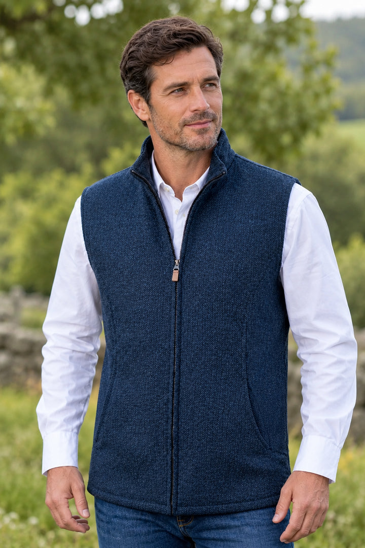Emerald Isle Weaving Full Zip Tweed Gilet Style James