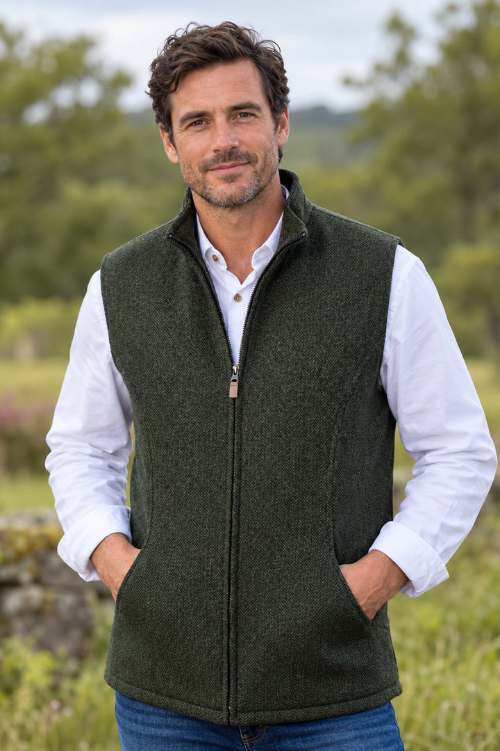 Emerald Isle Weaving Full Zip Tweed Gilet Style James