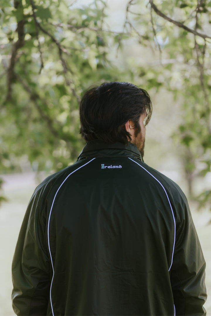 Retro Irish Men’s Green Full-Zip Hooded Weatherproof Jacket