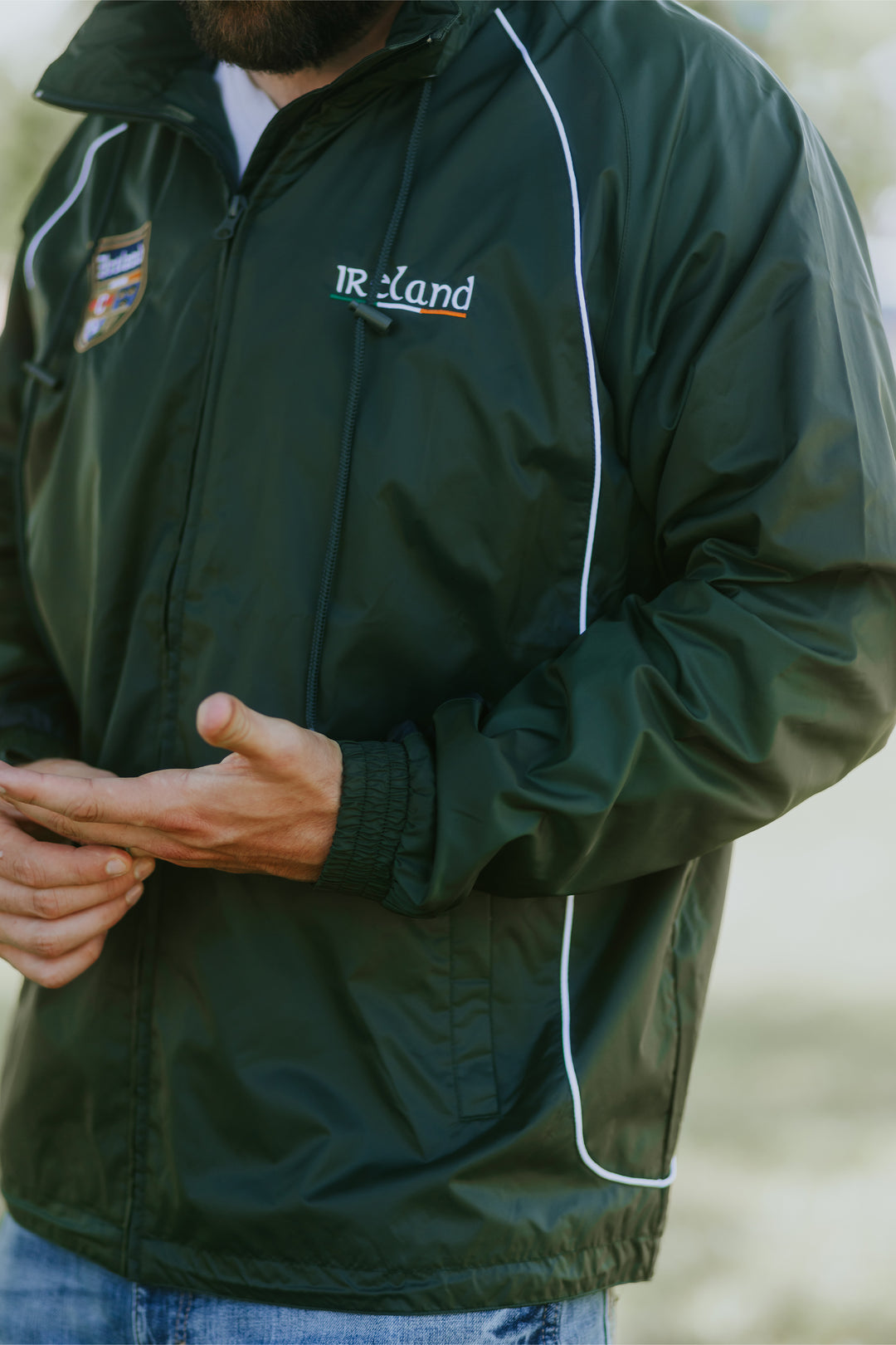 Retro Irish Men’s Green Full-Zip Hooded Weatherproof Jacket