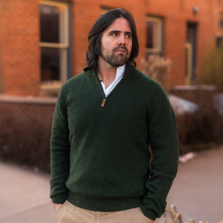 Men's Irish Lambswool Quarter Zip Knit Sweater