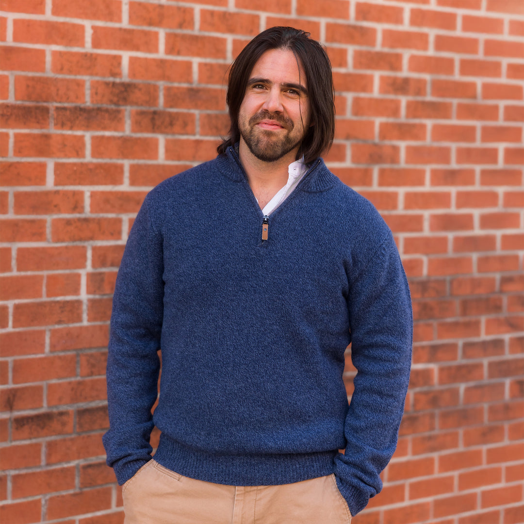 Men's Irish Lambswool Quarter Zip Knit Sweater