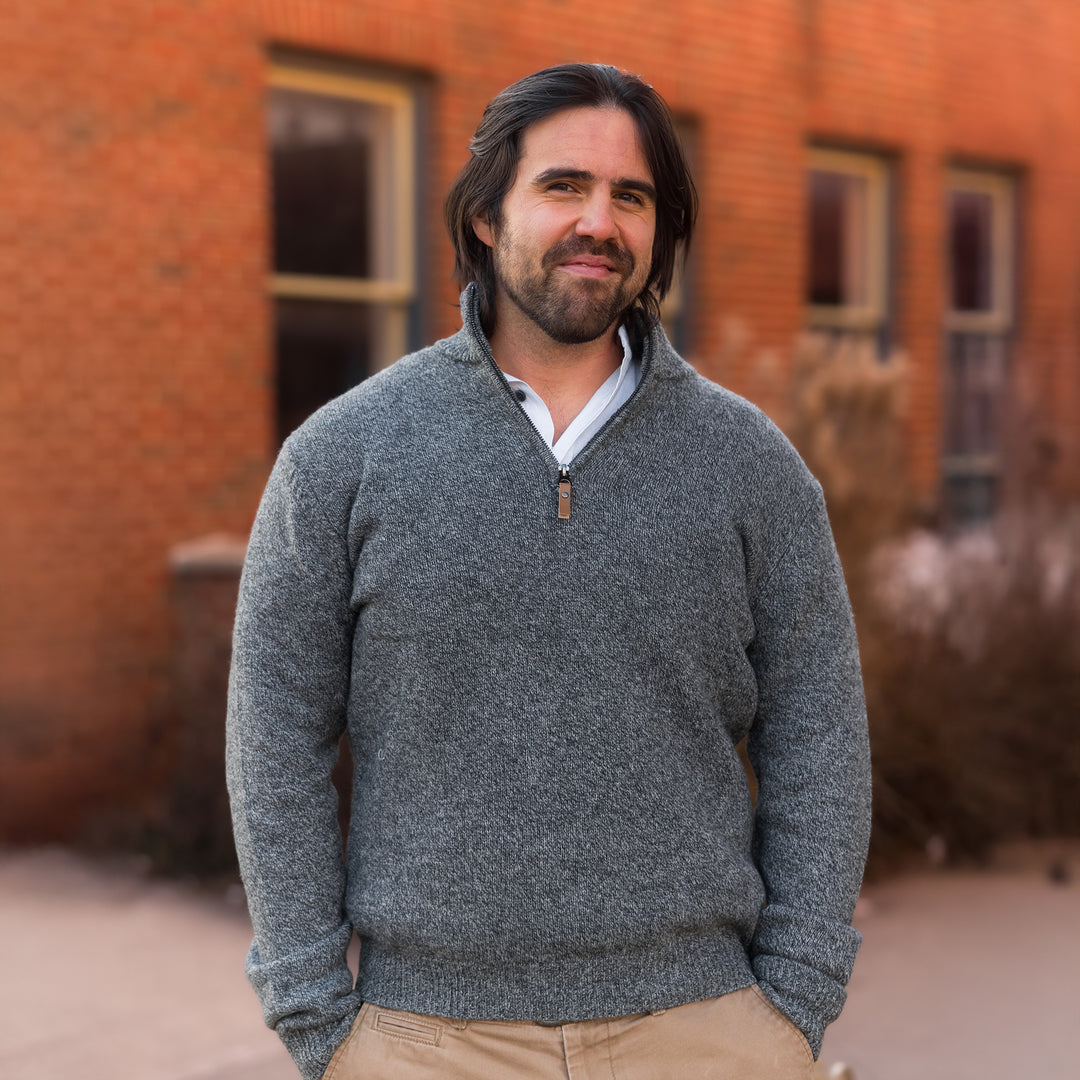 Men's Irish Lambswool Quarter Zip Knit Sweater