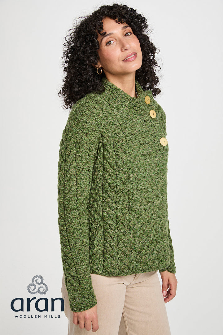 Asymmetrical Aran Cable Cardigan