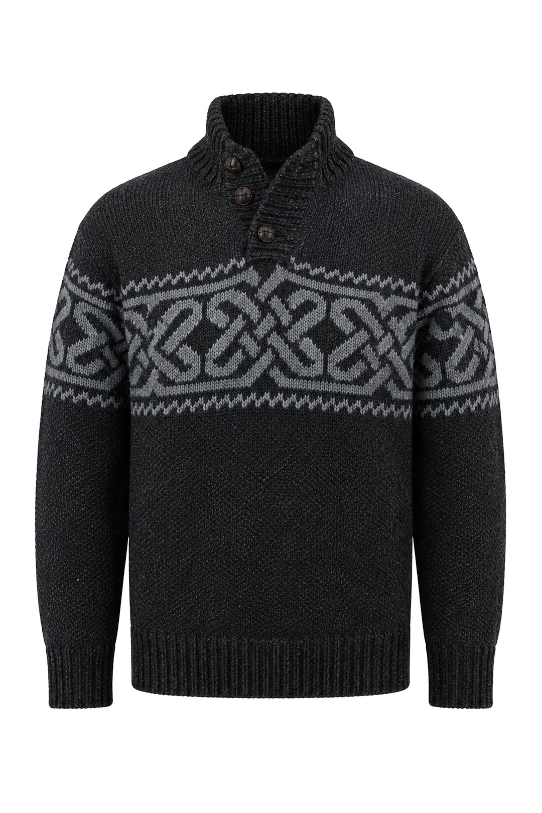 Celtic Pattern Troyer Wool Sweater
