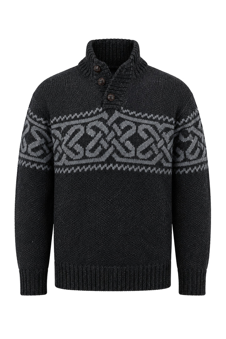 Celtic Pattern Troyer Wool Sweater