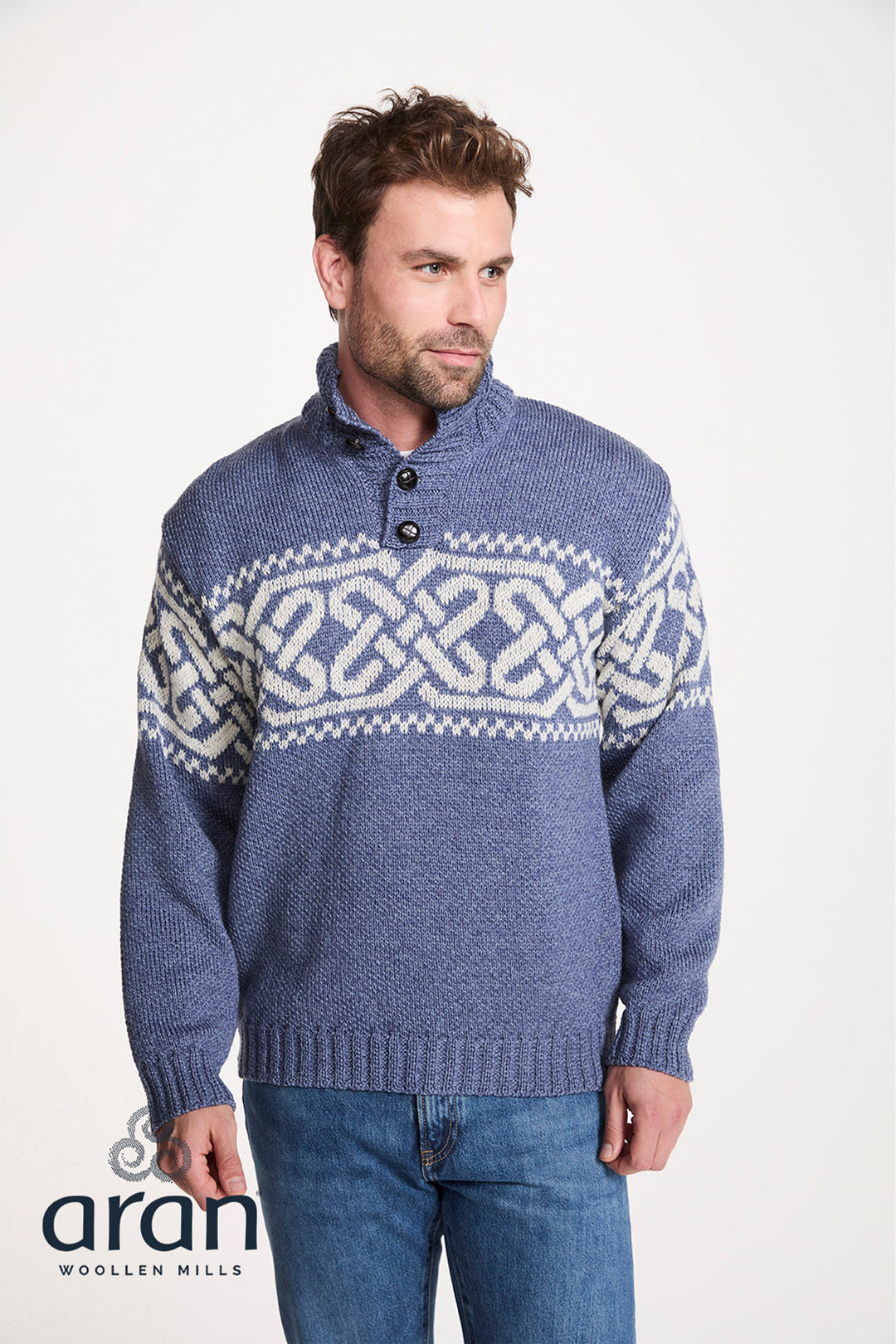 Celtic Pattern Troyer Wool Sweater