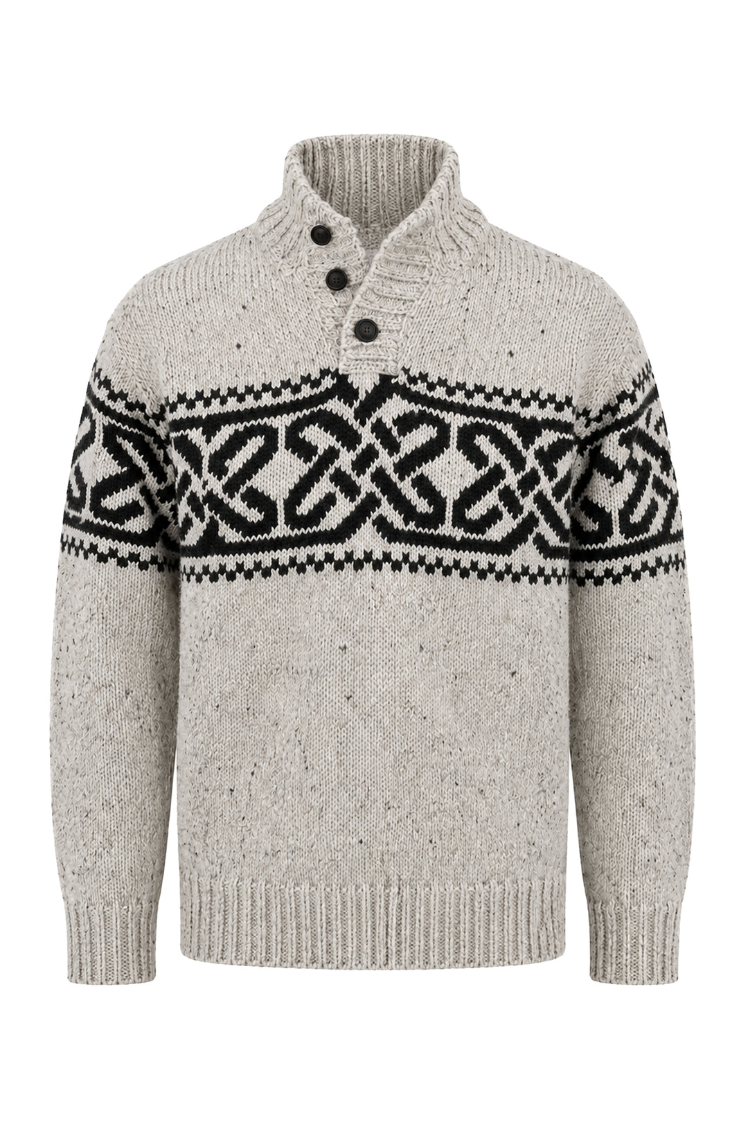 Celtic Pattern Troyer Wool Sweater
