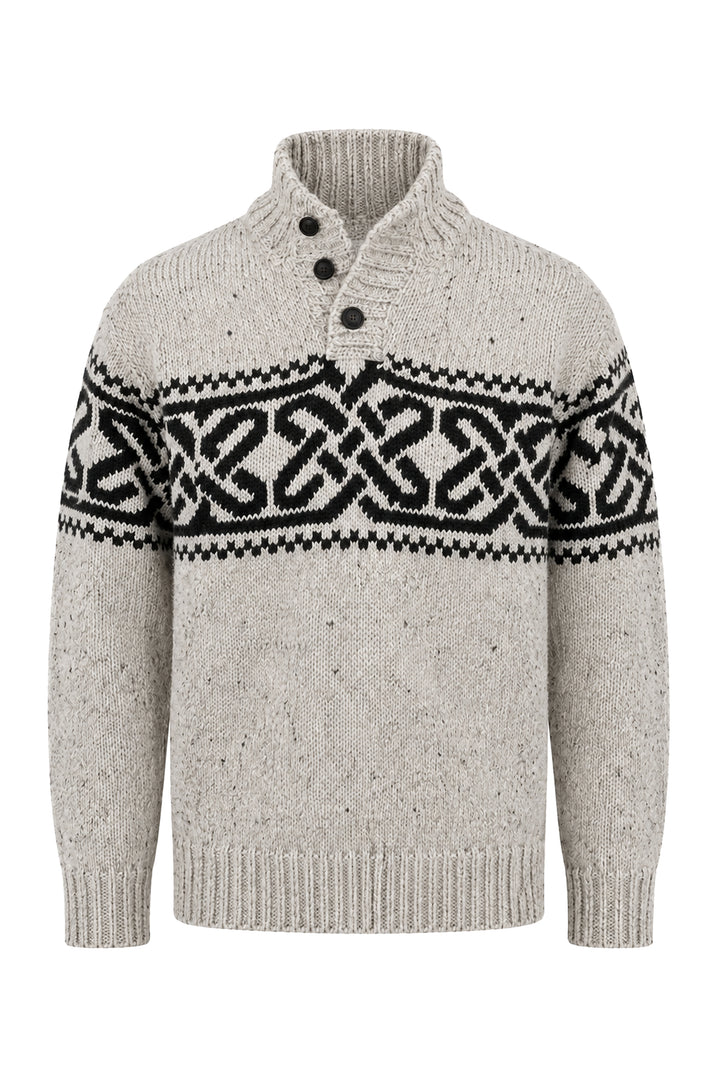 Celtic Pattern Troyer Wool Sweater