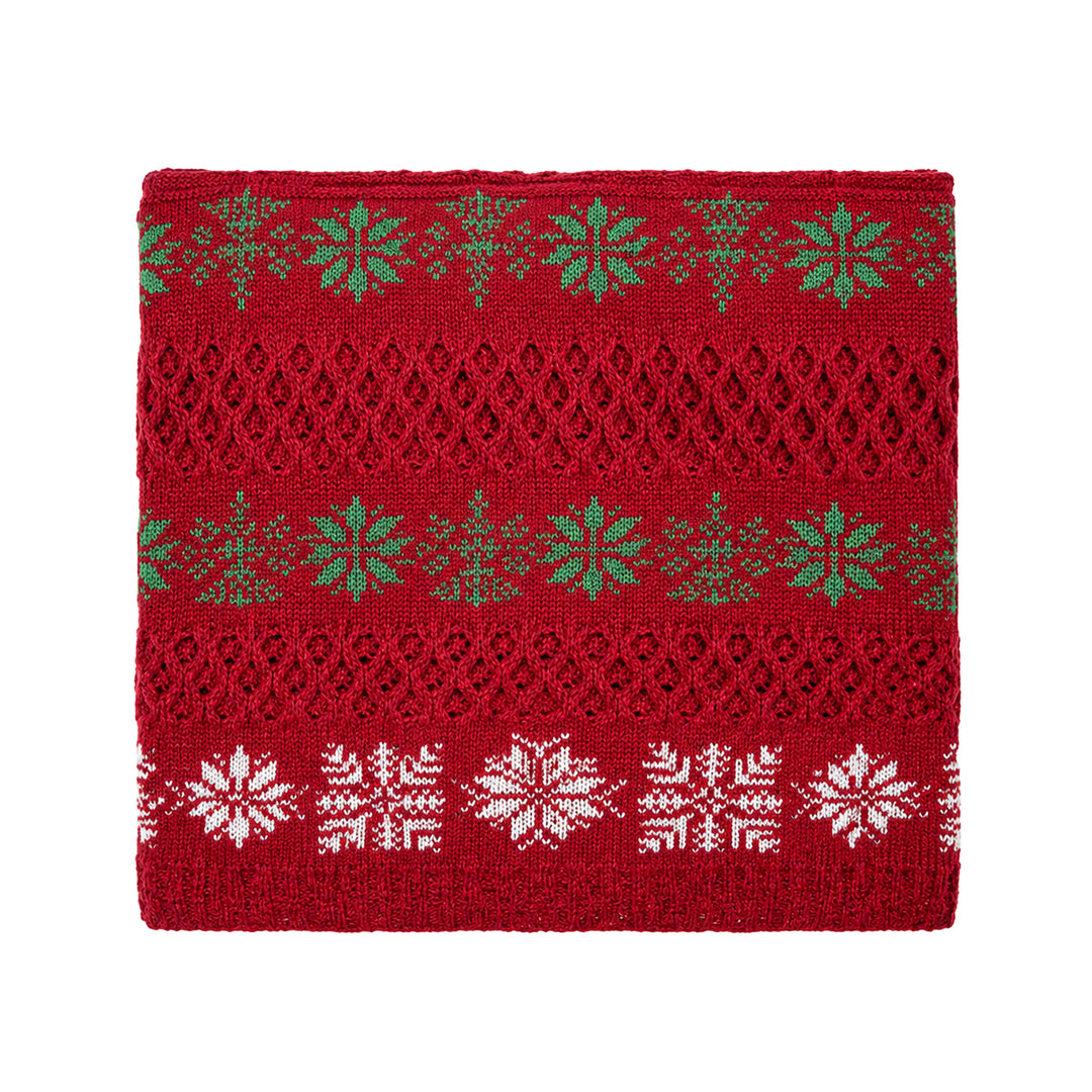 Red, White &amp; Green Snowflake Christmas Blanket